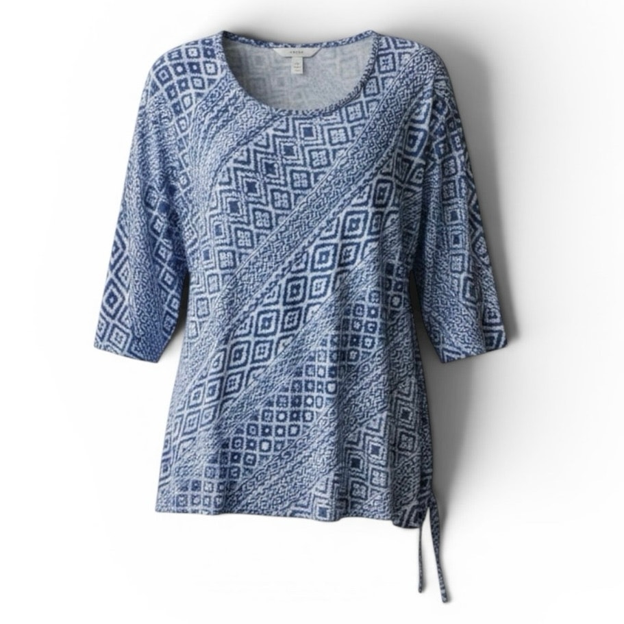 Ruby Rd. Blue/White Pullover Tunic Comfortable Plus Sized Adj Hem Womens Size 3x